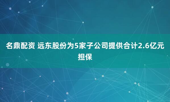 名鼎配资 远东股份为5家子公司提供合计2.6亿元担保