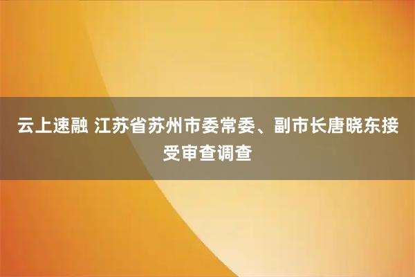 云上速融 江苏省苏州市委常委、副市长唐晓东接受审查调查