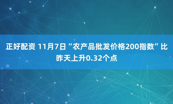 正好配资 11月7日“农产品批发价格200指数”比昨天上升0.32个点